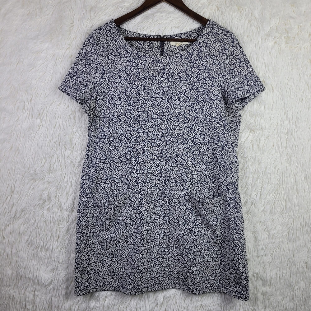 White Stuff Floral AOP Knee‎ Length Dress Sz 12 Daisy Lagenlook Classic